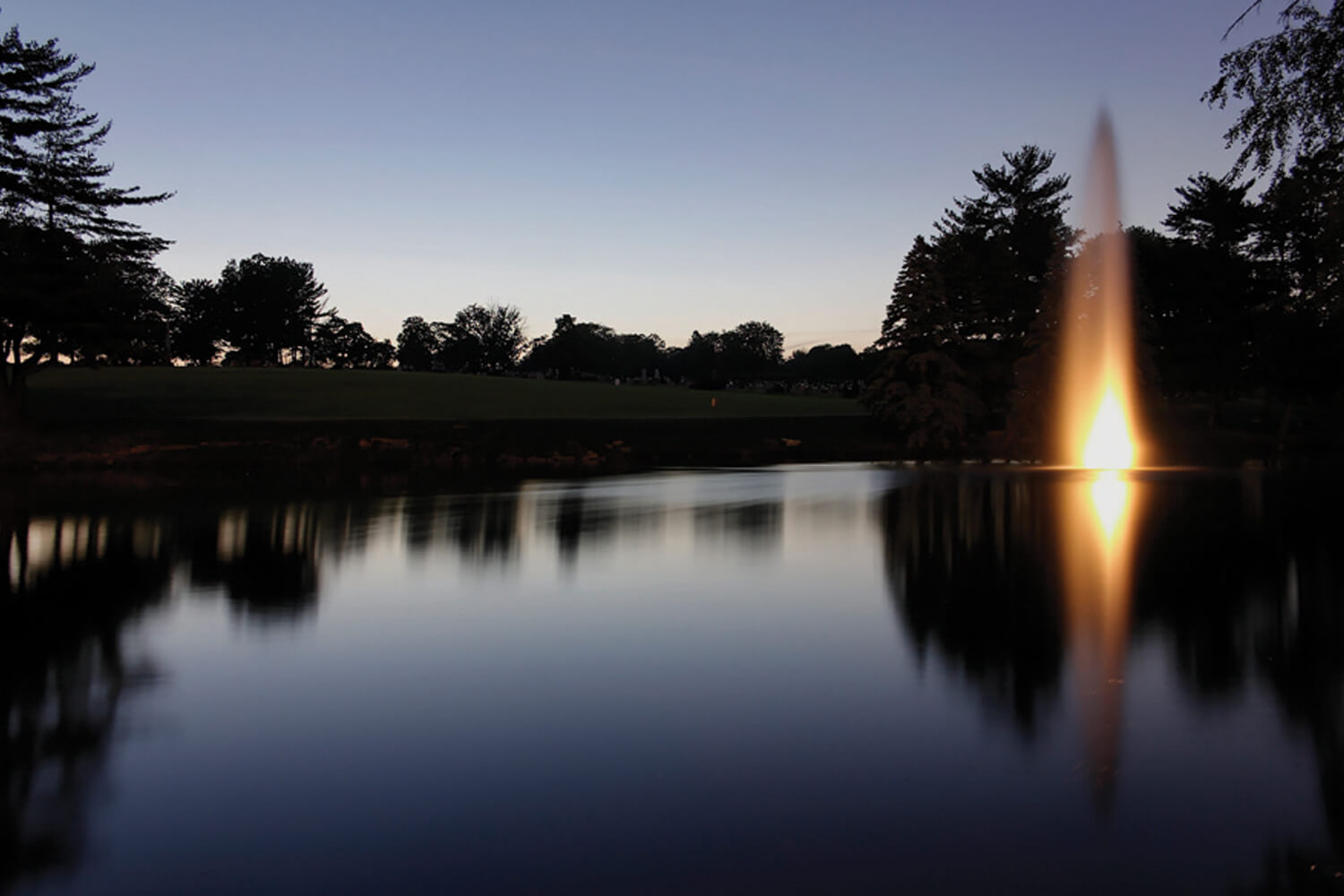 One of Otterbine's Mystic Aerating Fountains at night