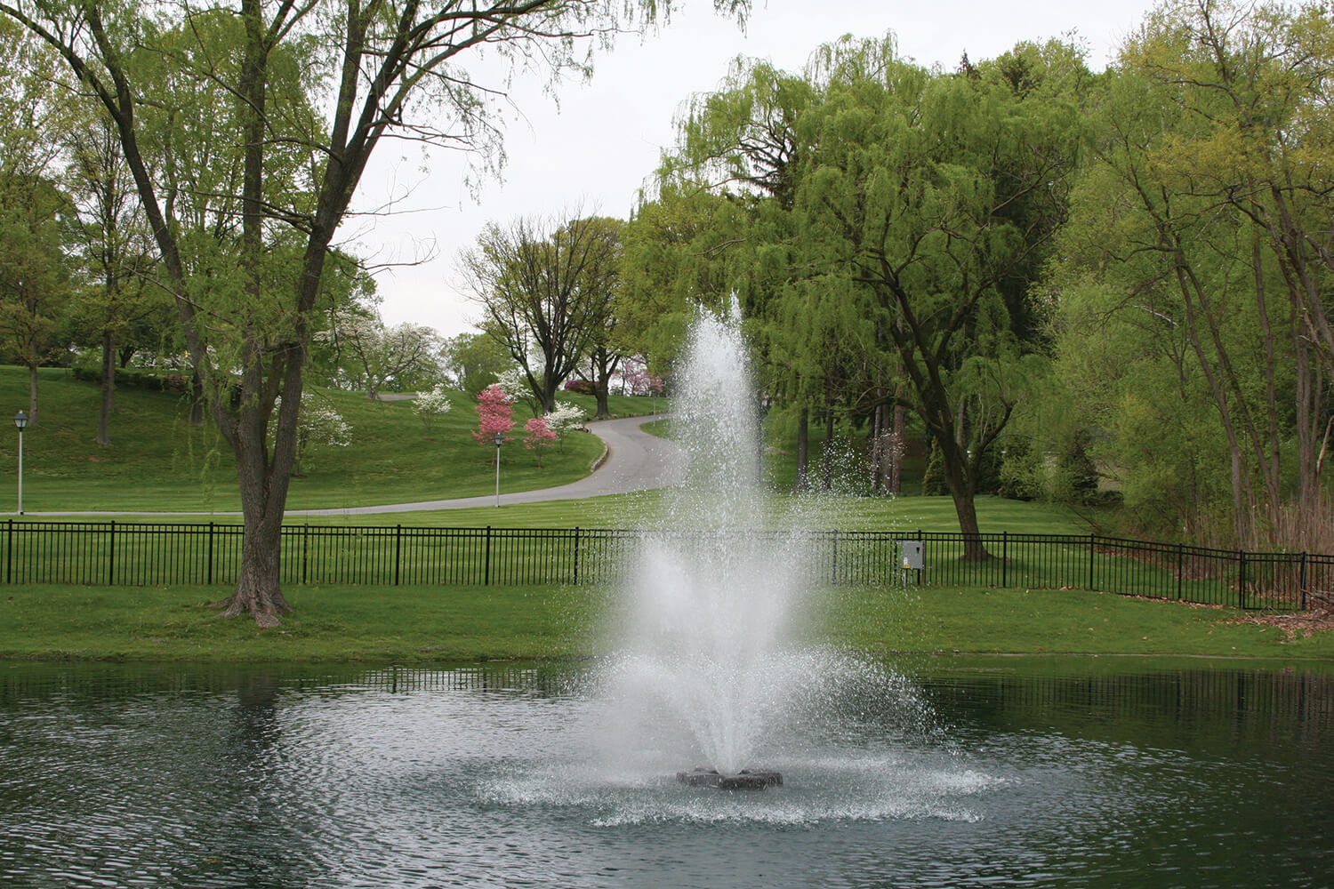 One of Otterbine's Aerating Fountains in a beautiful park