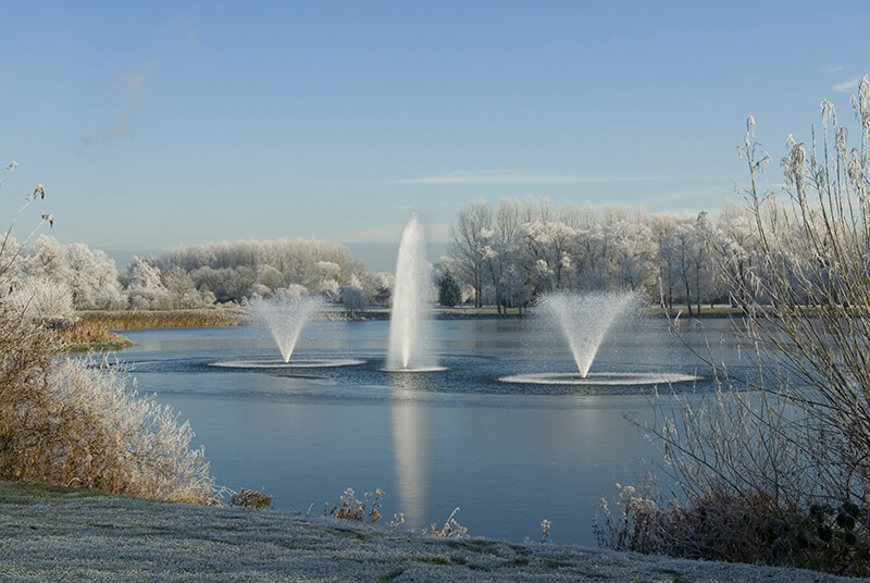 Otterbine's Aerating Fountains in winter time