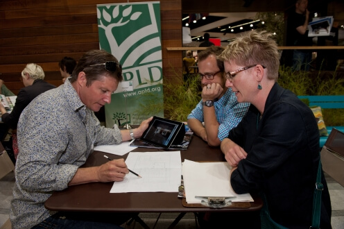 People consulting at a table